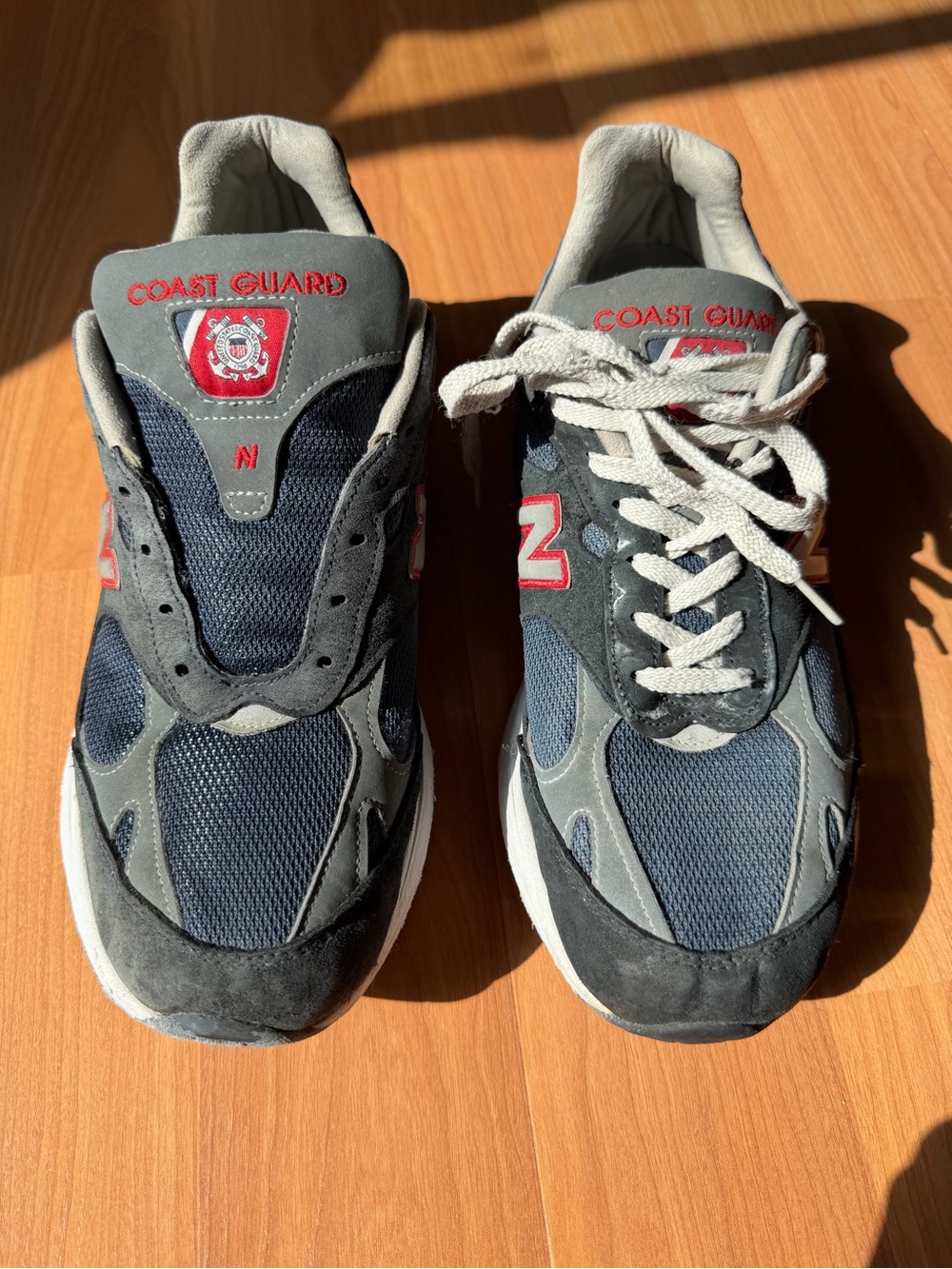 New Balance 993 Made in USA Coast Guard Navy Gray Red Sneakers